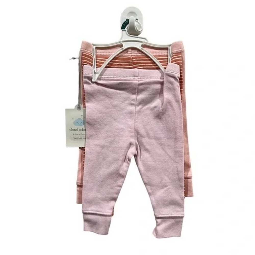 Cloud Island Baby Girls‎ 3 Pack Pants Pink Clay Striped 0-3M NEW NWT